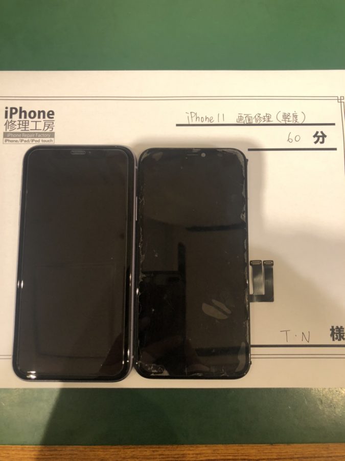 飛び込みでお願いしました iphone11 画面修理軽度